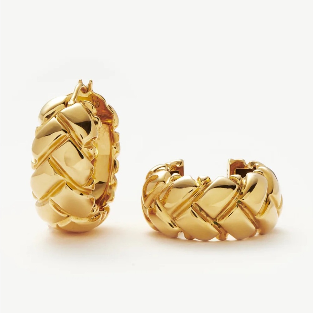 Lucy Williams Gold Waffle Hoop Earrings